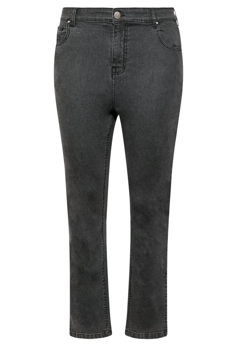 YOURS Curve Black Side Split Stretch Straight Leg Jeans