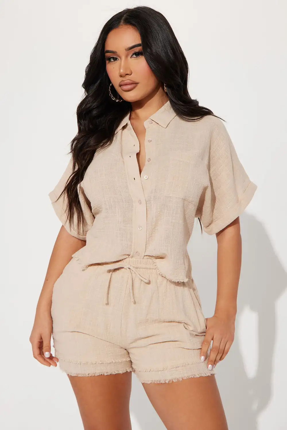 Easy Breezy Linen Short Set - Taupe