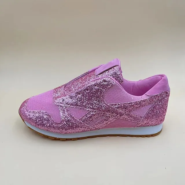 Women's Trainers Athletic Shoes Sneakers Sequins Plus Size Bling Bling Sneakers Outdoor Daily Summer Sequin Platform Flat Heel Round Toe Sporty Classic Casual Tennis Shoes Walking Mesh Lace-up Color