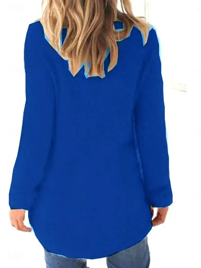 Women's Pullover Sweater Jumper Stylish Casual Soft Solid Color Fuzzy Crew Neck Oversized Long Sleeve Long Tops Knit Outdoor Daily Going out Lake blue ArmyGreen Fall Winter