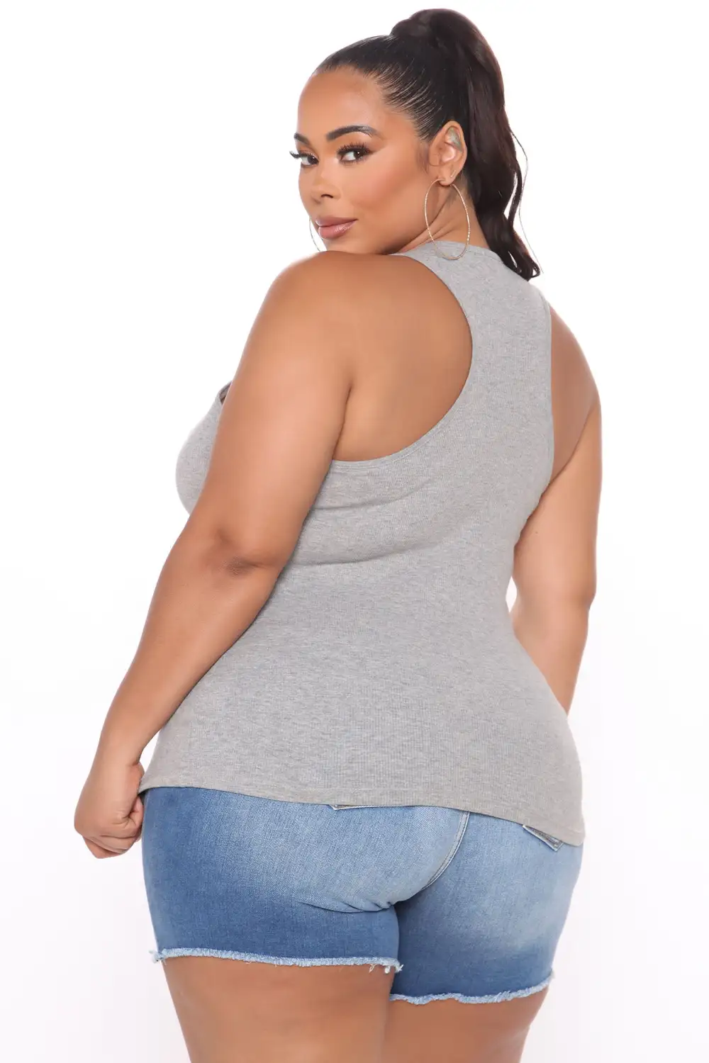 Essential Racer Back Tank Top - Heather Grey