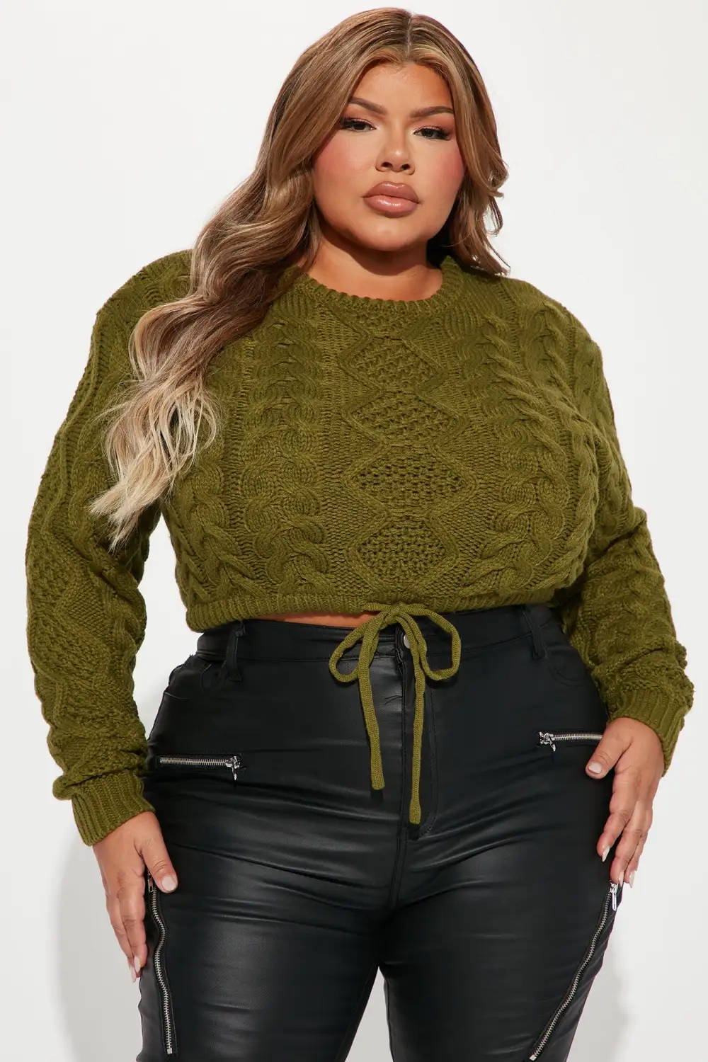 Kelly Cable Knit Sweater - Olive