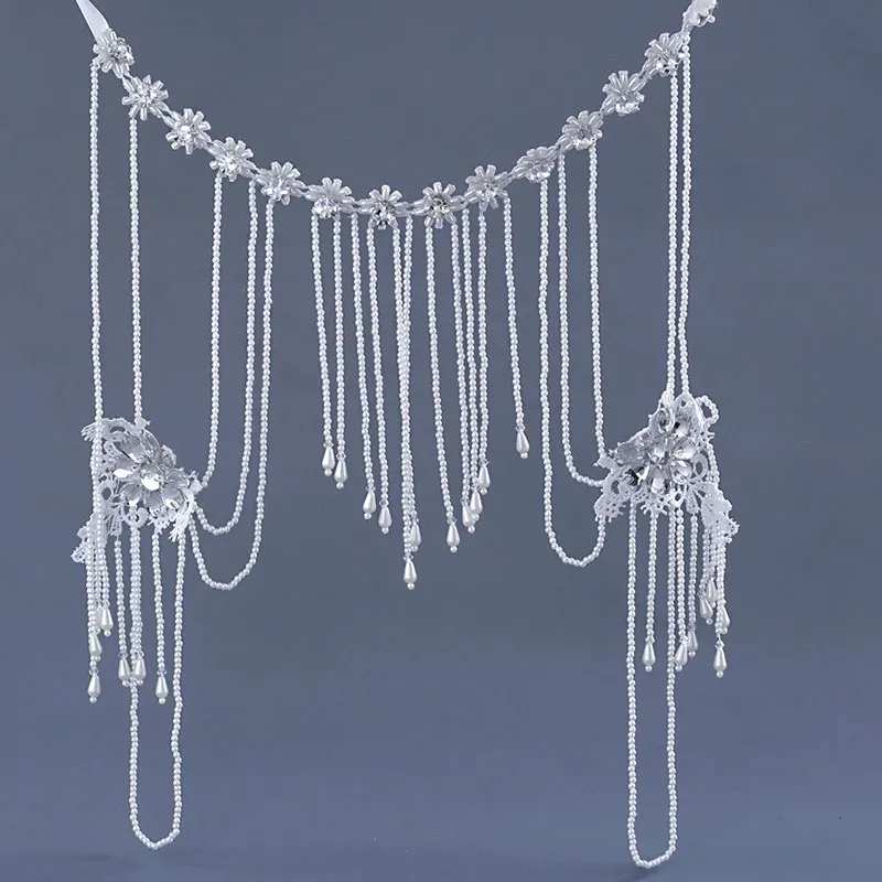 pearl tassel beaded shoulder chain