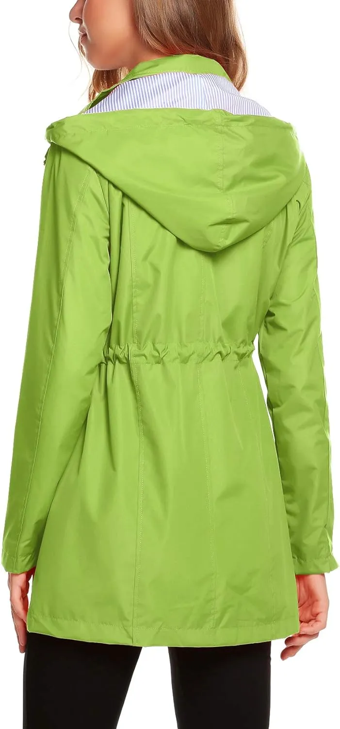 Womens Lightweight Hooded Waterproof Active Outdoor Rain Jacket S-XXL