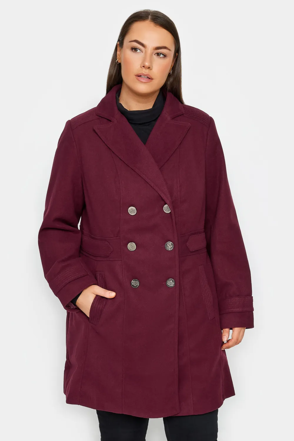 Evans Burgundy Red Collared Formal Coat