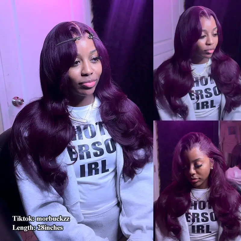 Sale | @bigekane Recommend Glueless Dark Purple 7x6/13x6 FULL Lace Frontal Wig 16