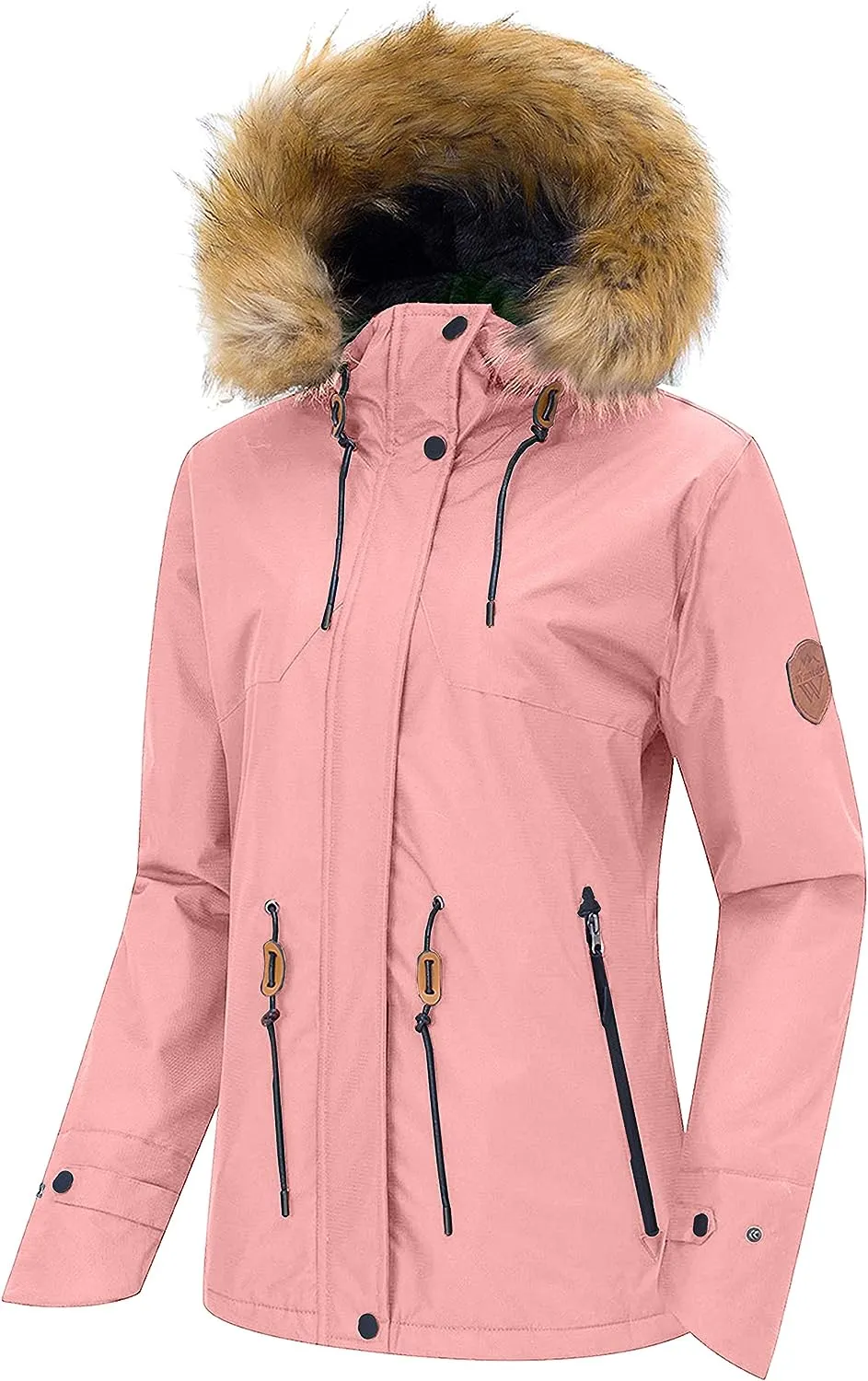 Women's Waterproof Ski Jacket Hooded Winter Snow Coat Mountain Snowboarding Jackets Insulated Fleece Parka