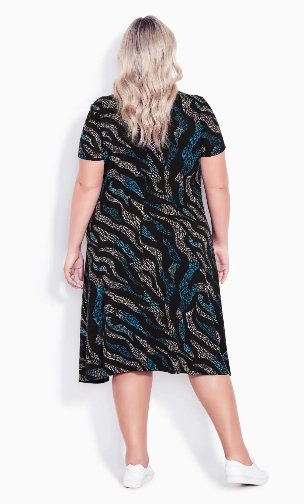 Evans Black Cross Back Knit Print Dress