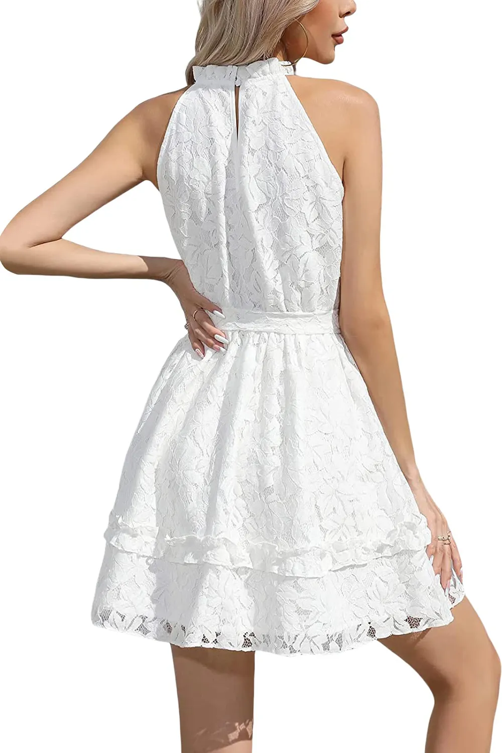 Y2k Floral Lace Dress-White