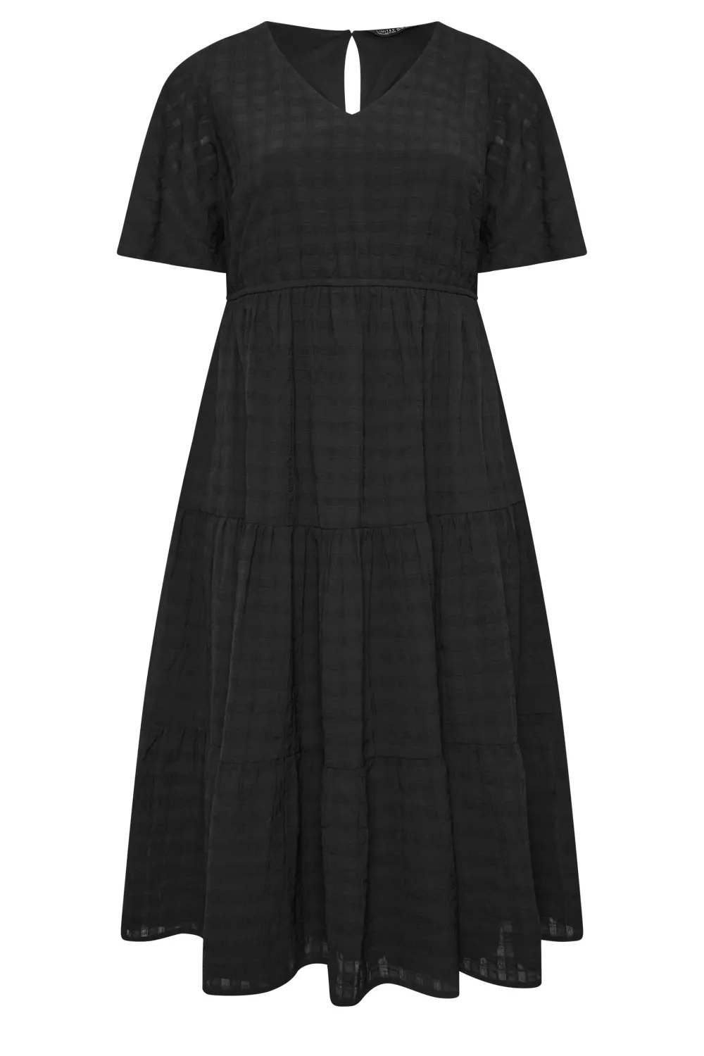 YOURS Curve Black Textured Tiered Smock Dress