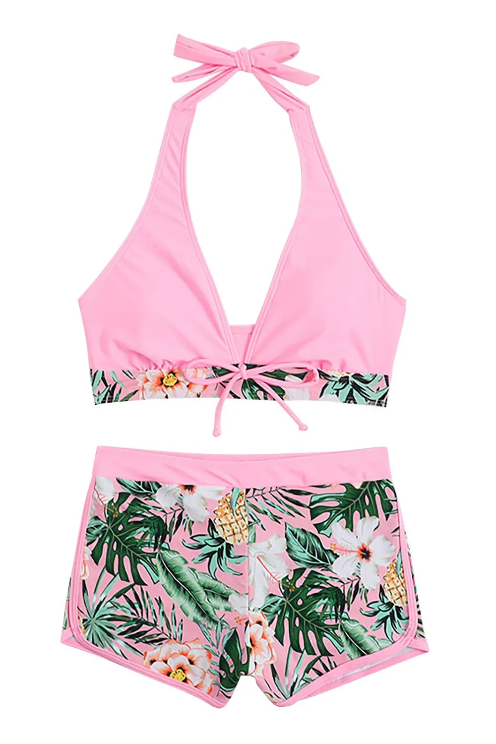 Printed high-cut sexy swimsuit two-piece set