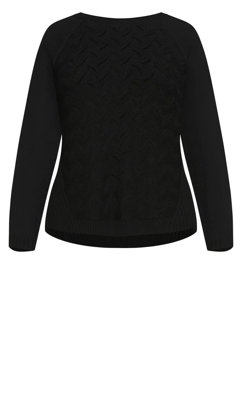 Evans Black Open Knit Front Jumper