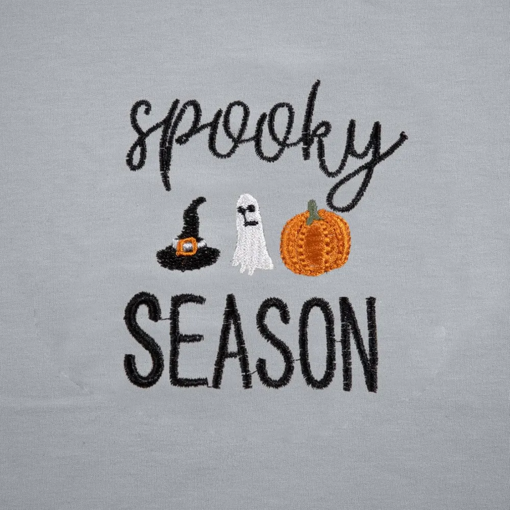 LOTUCY Halloween Sweatshirt Women Cute Spooky Season Sweatshirts Ghost Fall Embroidered Sweater Pullover Top