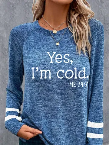 Casual Text Letters Crew Neck Long Sleeve T-shirt