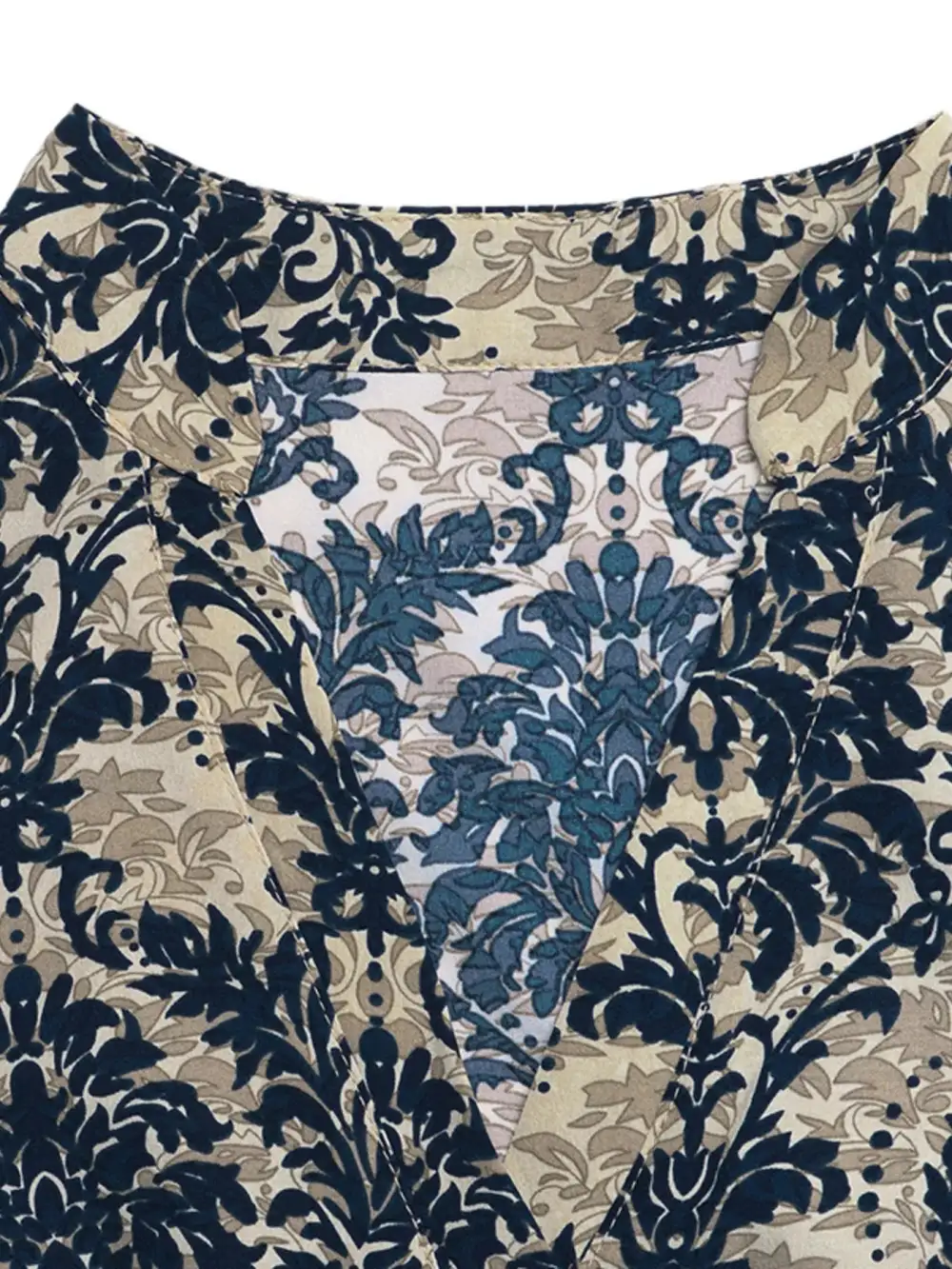 Damask Print Cap Sleeve Blouse
