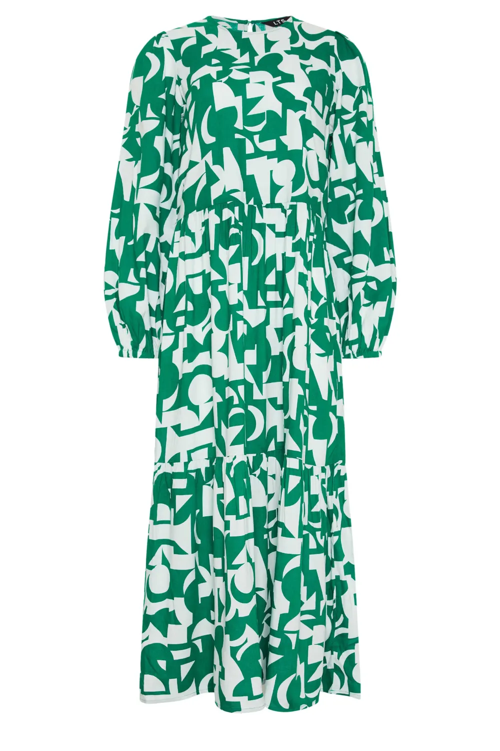 LTS Tall Green Abstract Print Tiered Maxi Dress