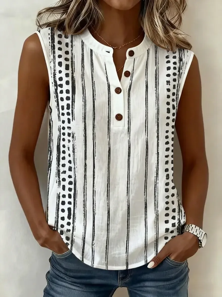 Women's Nashville Music City Striped Pattern Printed Sleeveless Tank Top