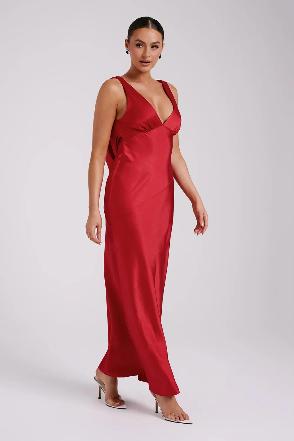 Maxi Satin Dress With Back Cowl