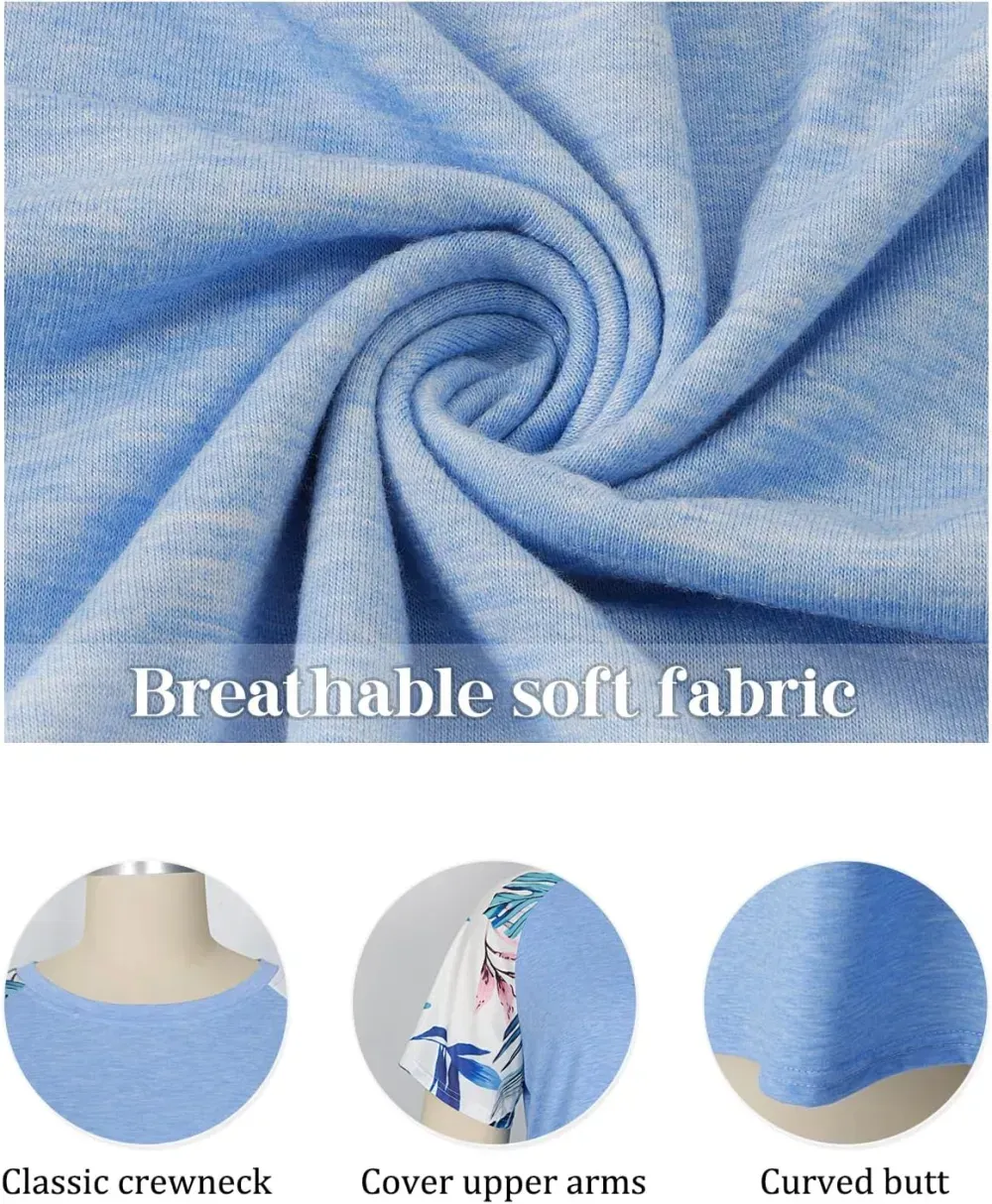 HDLTE Womens Plus Size Tops Floral Bell Sleeves Blouses Summer Crewneck Tunic Loose Casual T Shirts