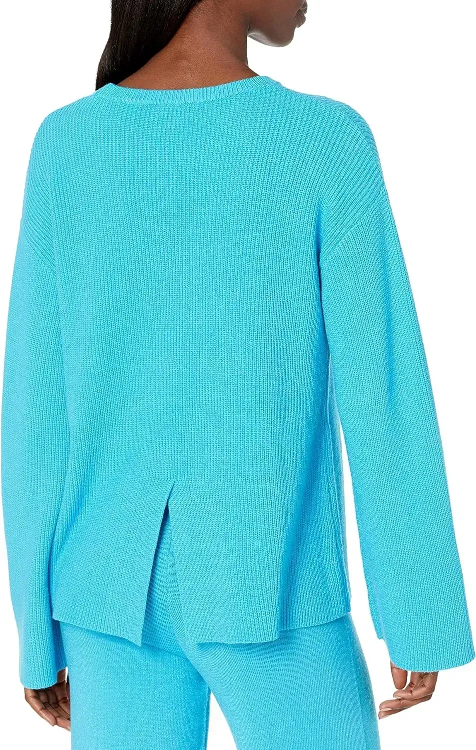 Women's Alice Crewneck Back-Slit Ribbed Pullover Sweater