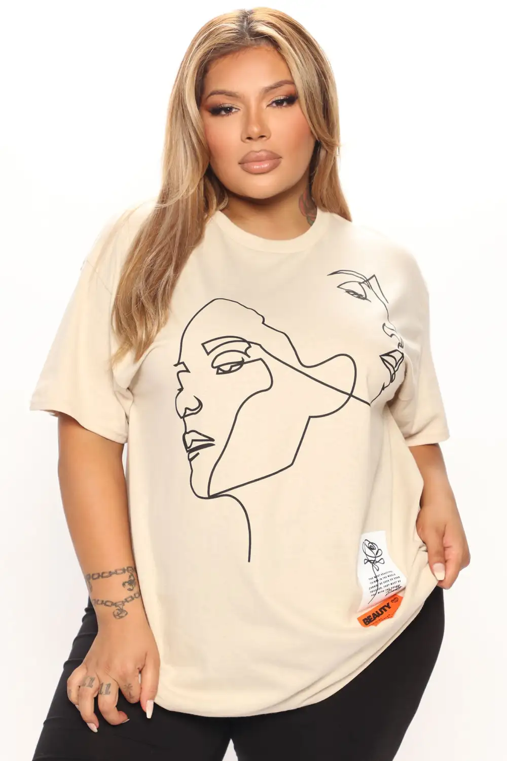 Twin Flame Graphic T-Shirt - Taupe