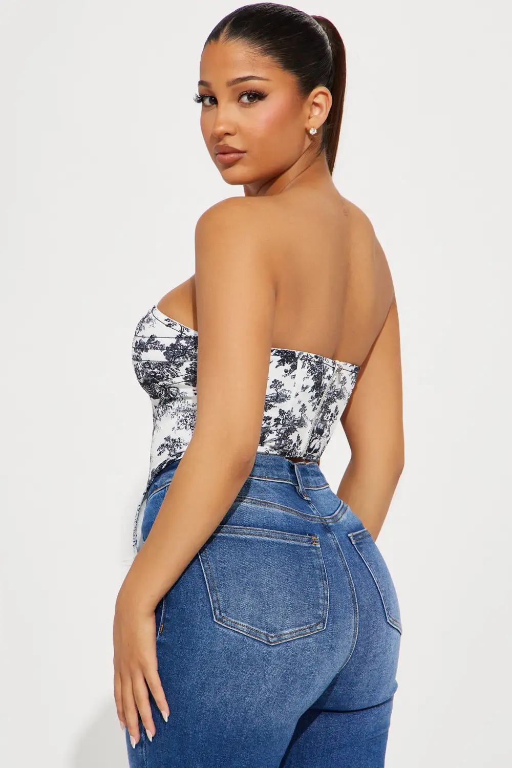 In Your Head Satin Corset Top - White/Black