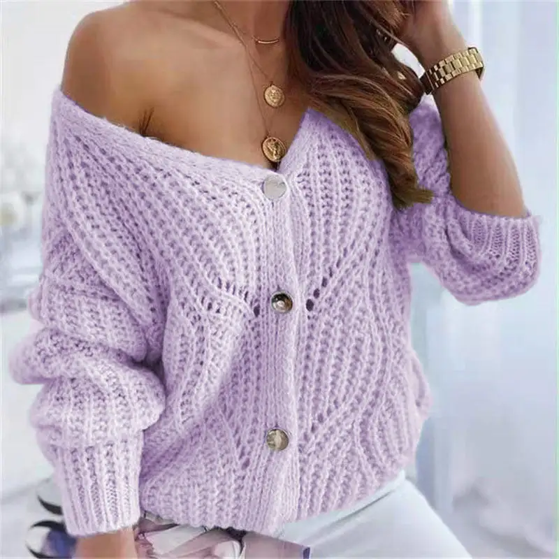 loose solid color knitted sweater coat