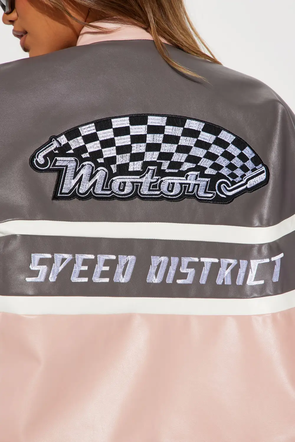 Harlem Babe Faux Leather Jacket - Pink/combo