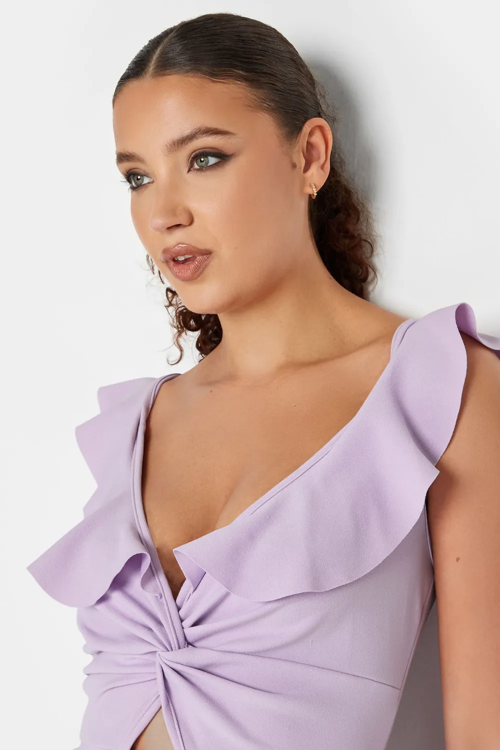 LTS Tall Lilac Purple Cut Out Frill Midaxi Dress