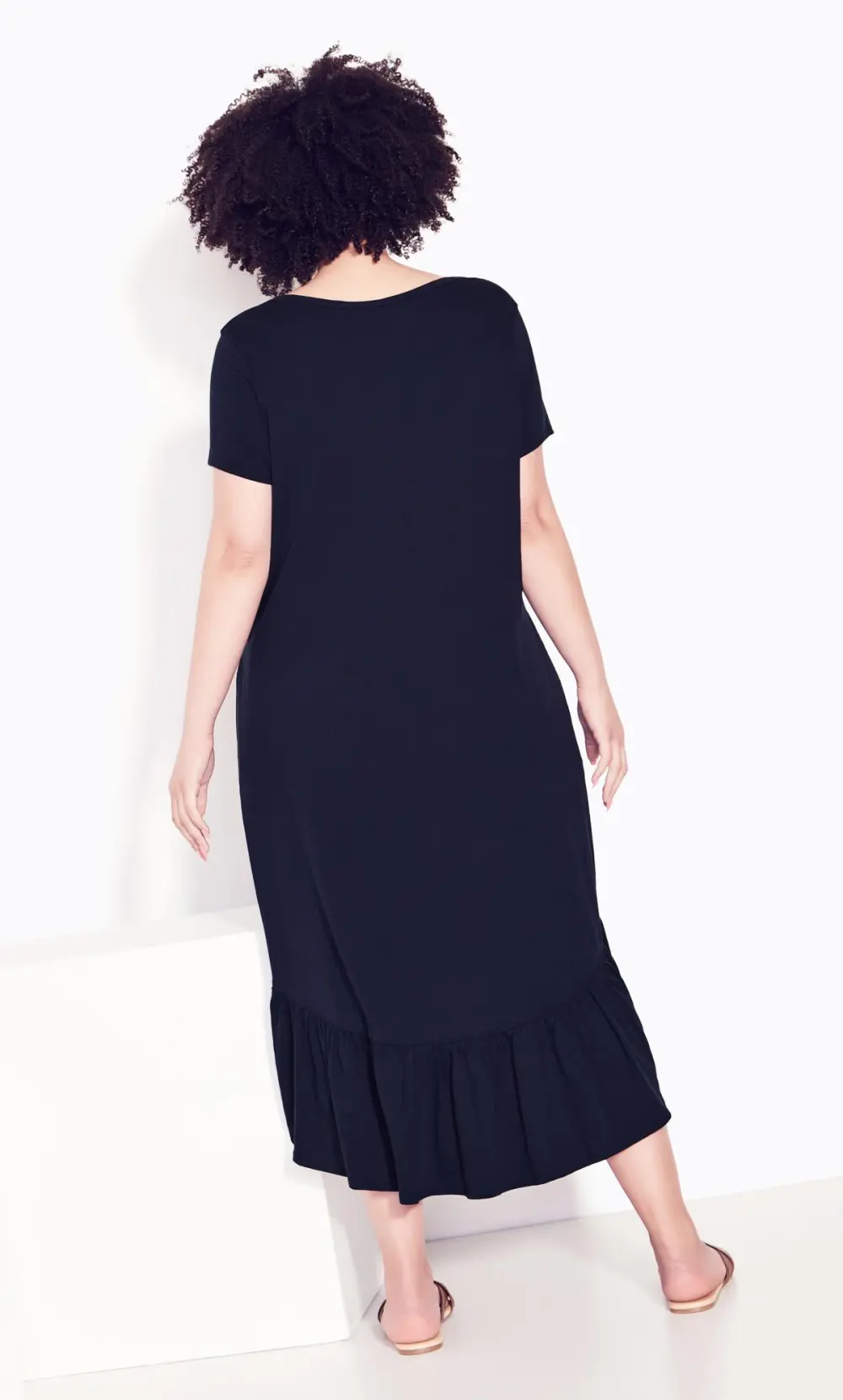 Evans Navy Blue Ruffle Hem Dress