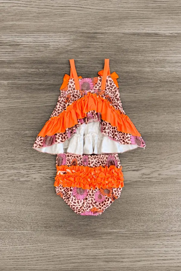Orange Floral & Cheetah Bloomer Set