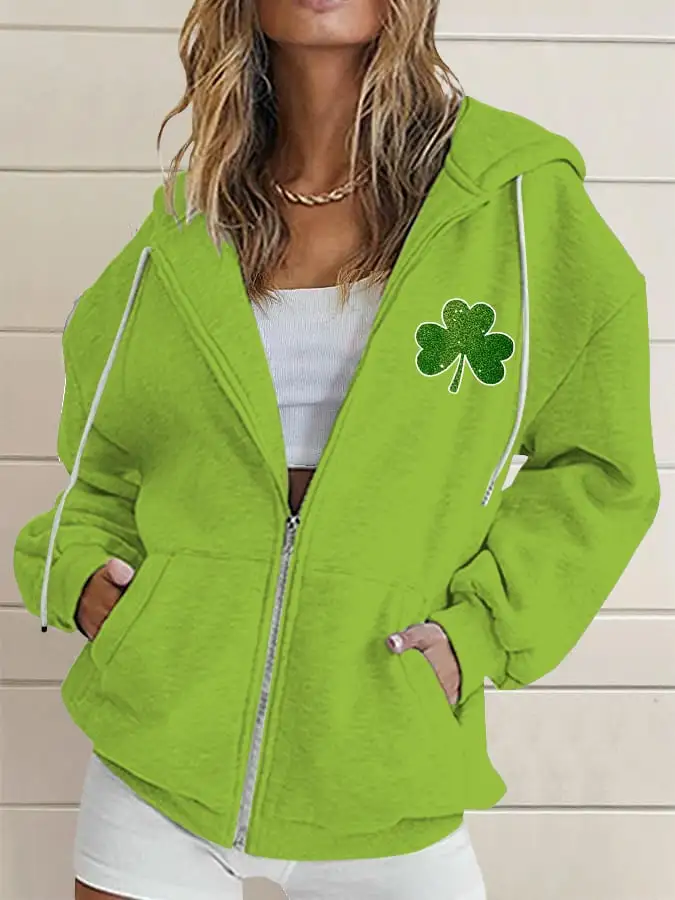 Women's St. Patrick's Day Print Hooded Sweatshirt
