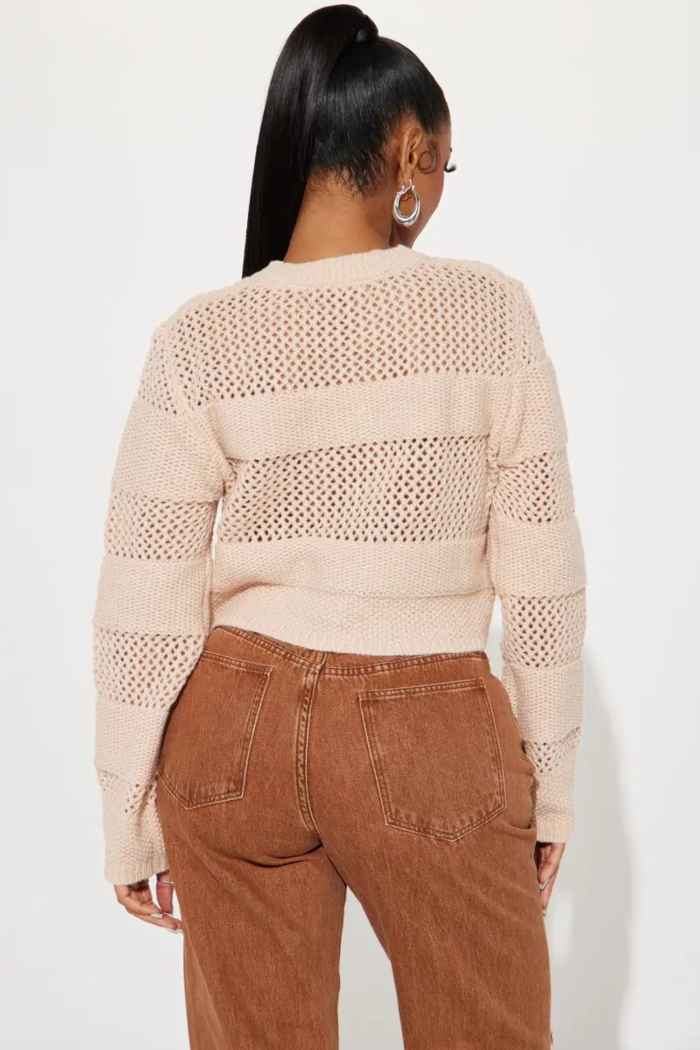 Sand Dunes Crochet Sweater - Tan