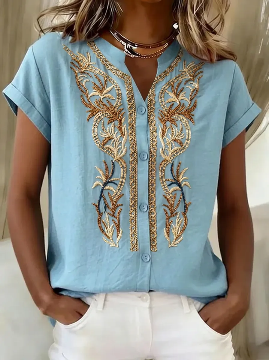 Women's Nashville Western Floral Embroidered Button-up Shirt
