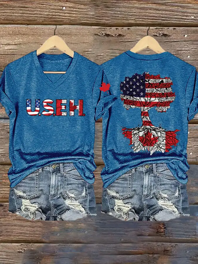 Women'S Retro USEH Print T-Shirt