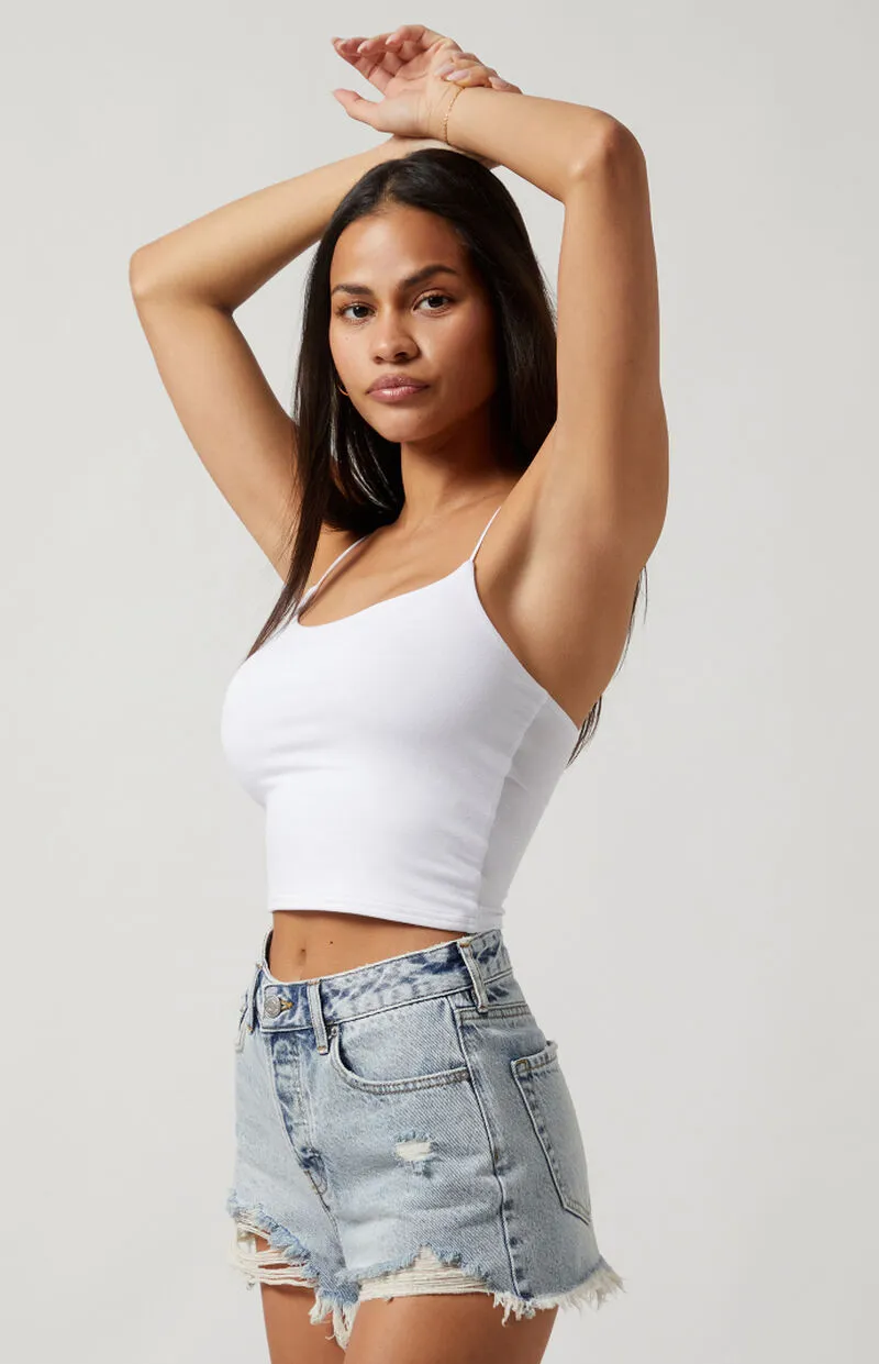 PacSun Acid Wash Ripped Button Fly High Waisted Denim Festival Shorts