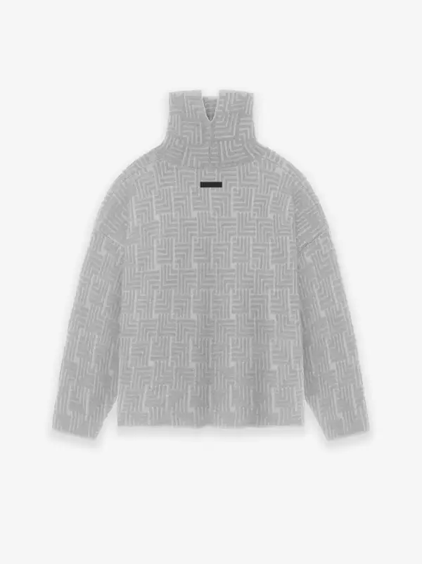 Wool Jacquard High Neck Sweater