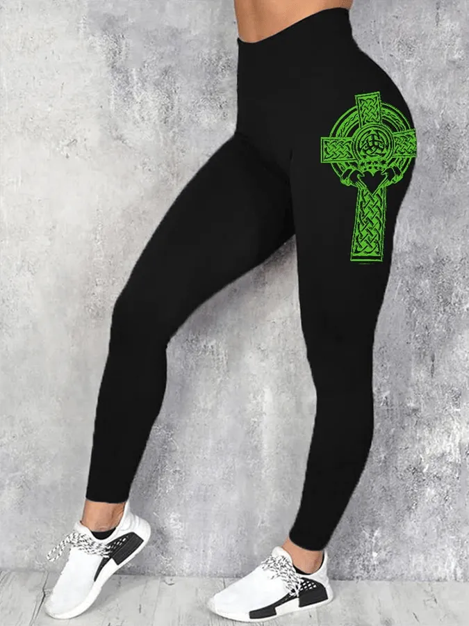 Women's St. Patrick's Day Printed Skinny High Stretch Leggings