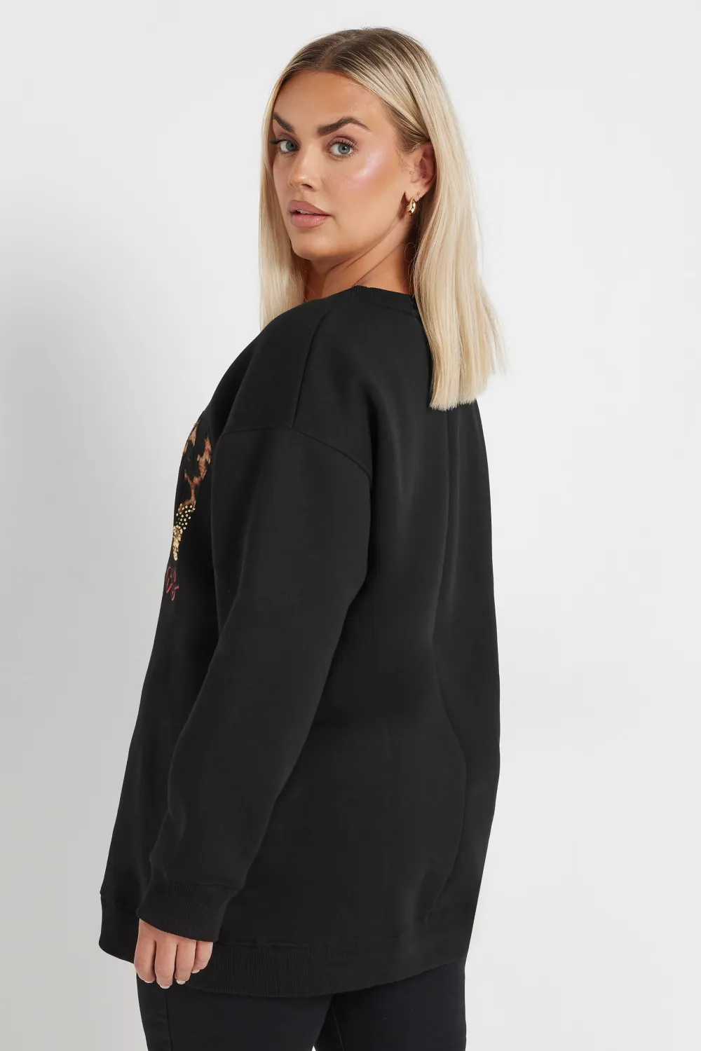 YOURS Curve Black 'Merry Christmas' Sequin Embellished Sweatshirt