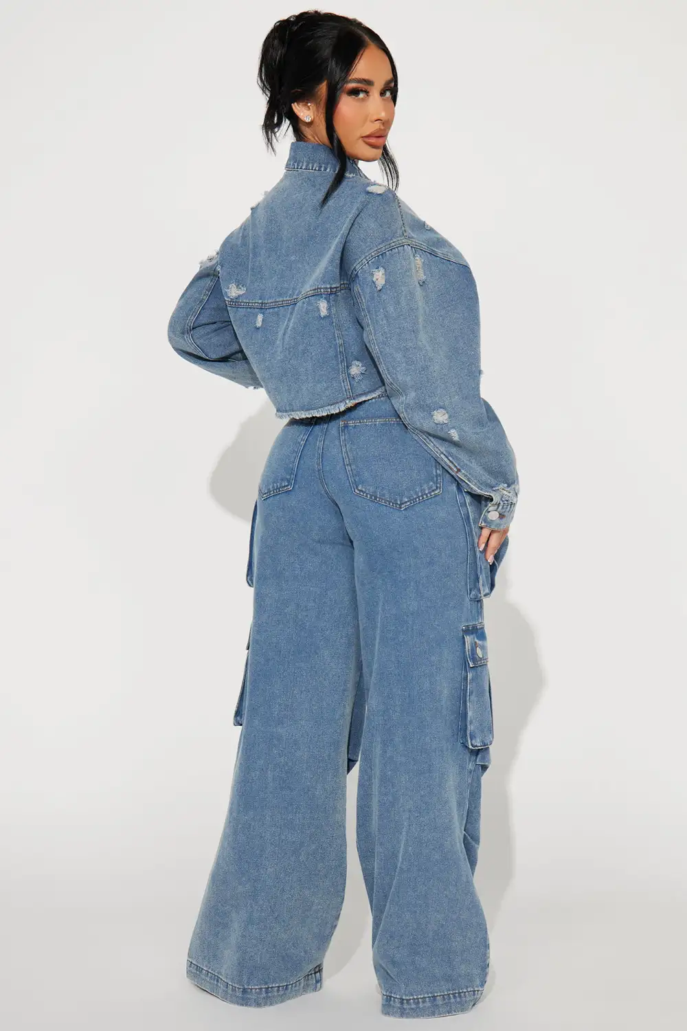 Just Between Us Denim Pant Set - Blue