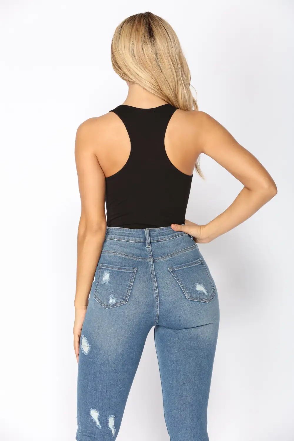 Davina Basic Tank Bodysuit - Black