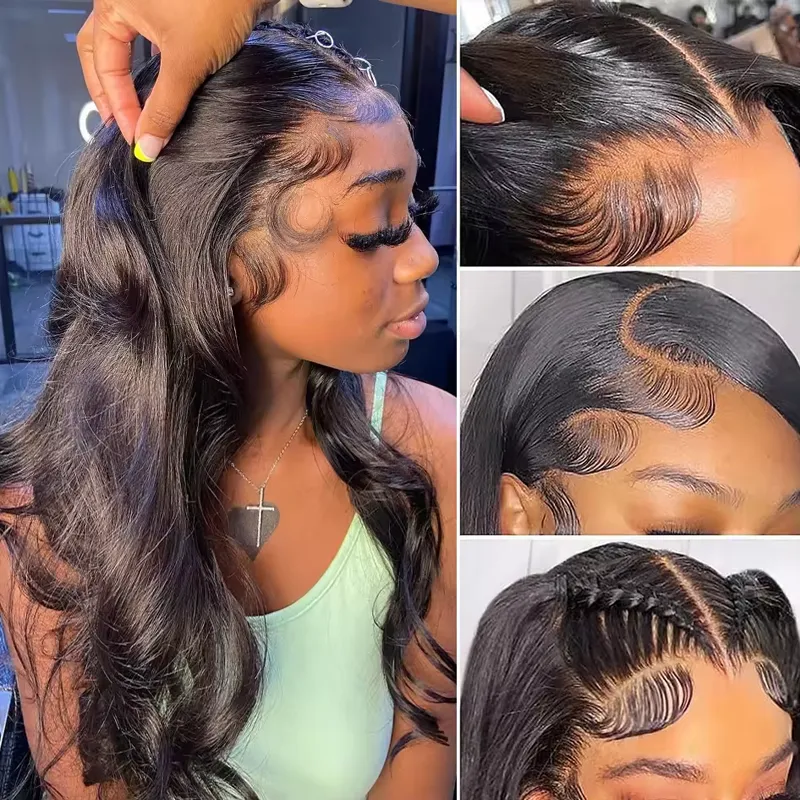 Premium Super Double Drawn Human Hair Wigs Raw Hair 13×6 Lace frontal Body Wave Wig 250% Density