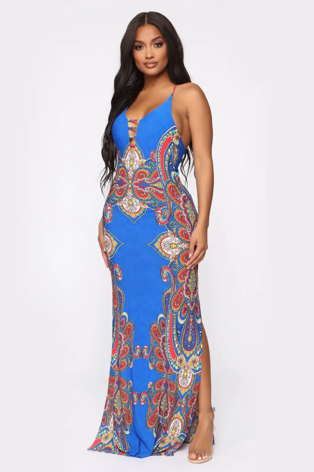 Wine Glass Bay Maxi Dress - Blue/Multi