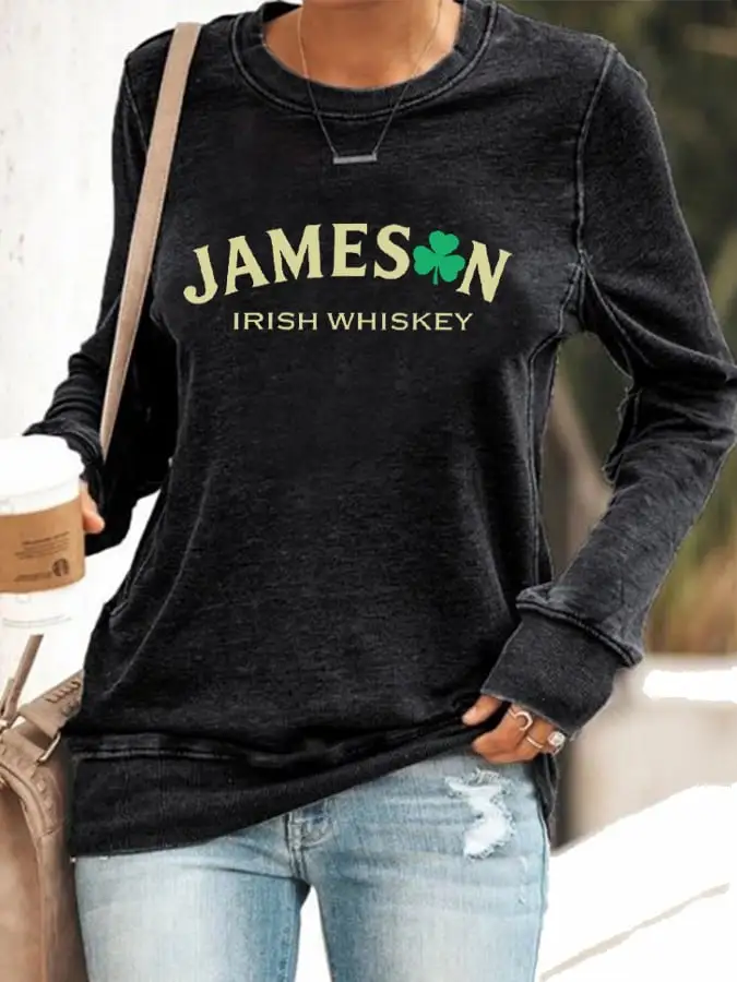 Women's St. Patrick’s Day Jameson Irish Whiskey Printed Casual Sweatshirt