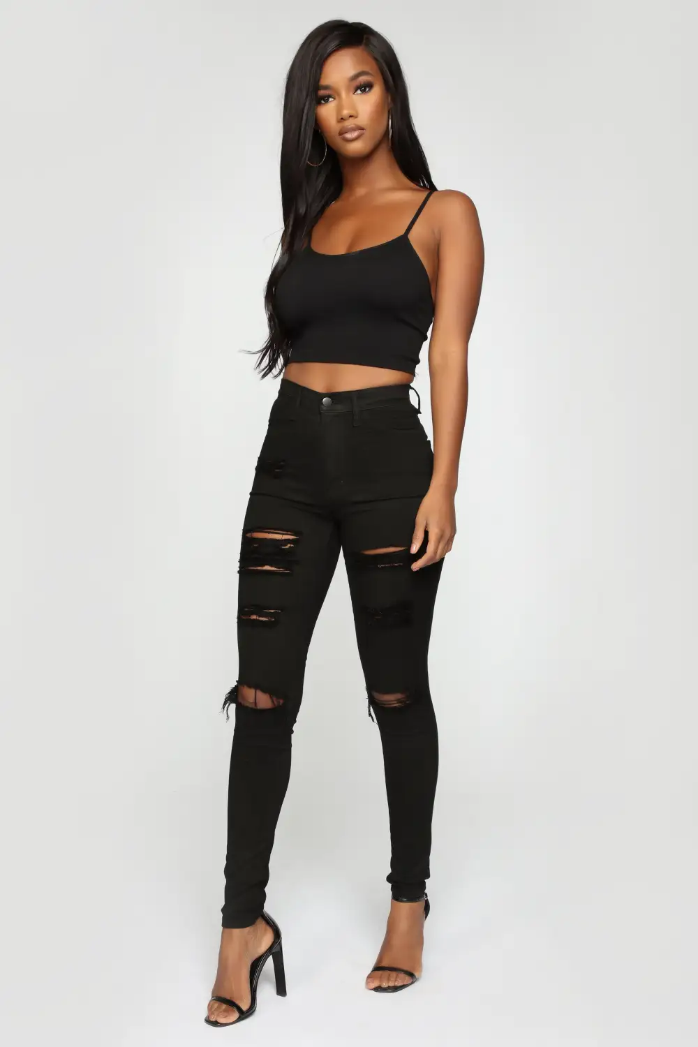 Layla Seamless Crop Cami - Black