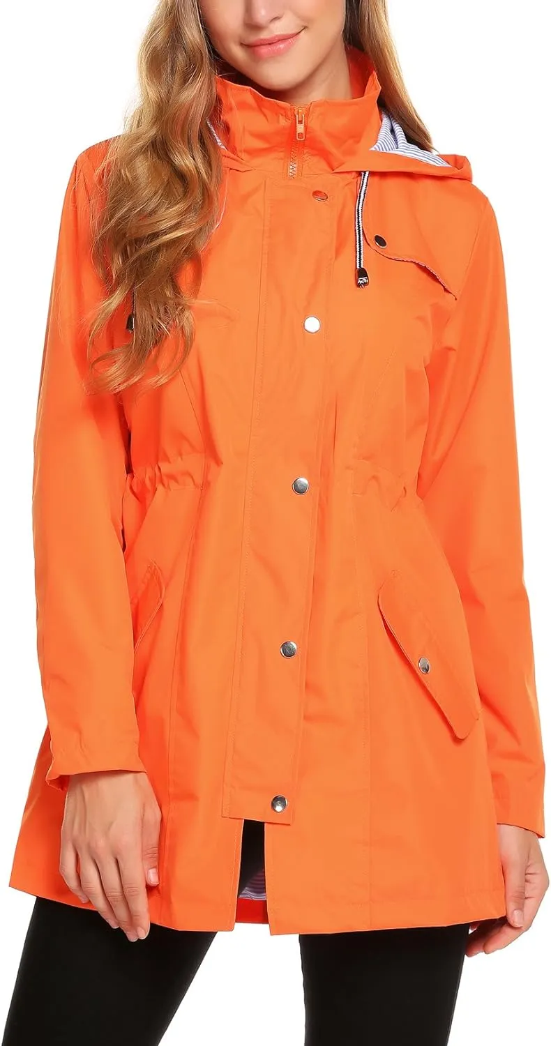 Womens Lightweight Hooded Waterproof Active Outdoor Rain Jacket S-XXL