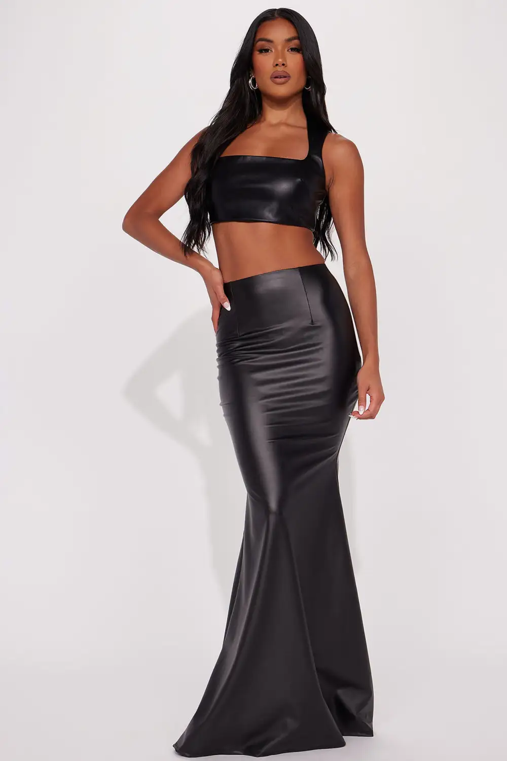 Feeling Dedicated Faux Leather Top - Black