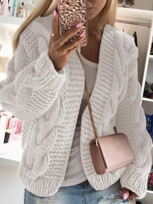 Women's Casual Spring/Fall Plain Wool/Knitting Cardigan