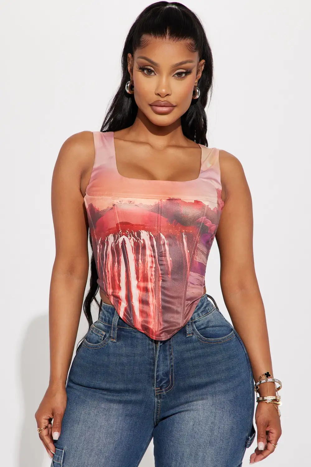 Adventures Ahead Corset Top - Orange/combo