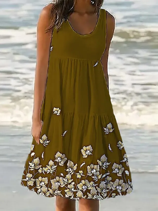 Women's White Dress Sundress Midi Dress Black And White Light Pink Green Sleeveless Pure Color Ruched Spring Summer Crew Neck Basic Boom Sale Dress S M L XL XXL 3XL 4XL 5XL